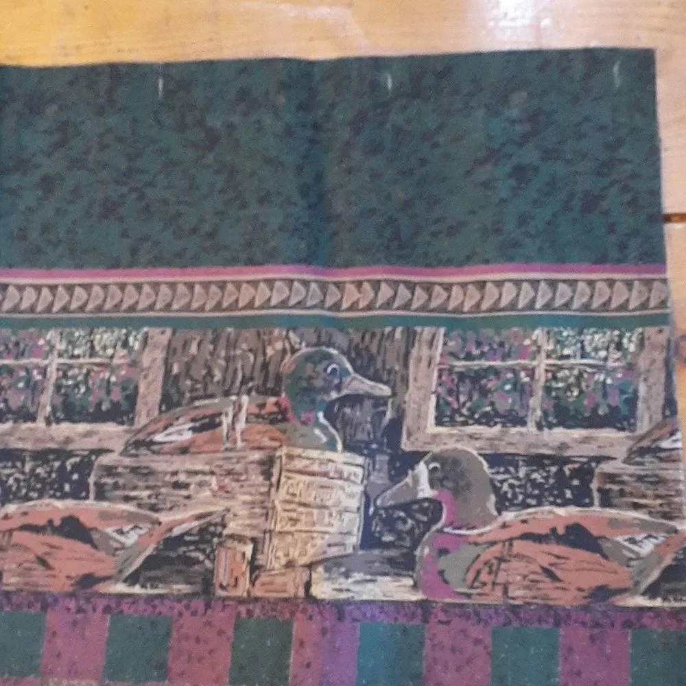 Beautiful plum, forest‎ green rustic duck design shower curtain & matching rings